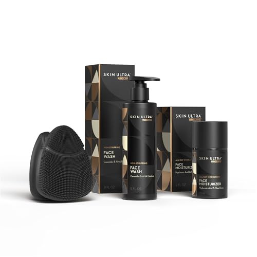 Manscapeda Skin Ultraa" Starter Kit Men'S Daily Skincare Routine With Face Buffer Pro Electric Silicone Scrubber Exfoliating Face Wash With Ceramides Facial Moisturizer Infused With Hyaluronic Acid