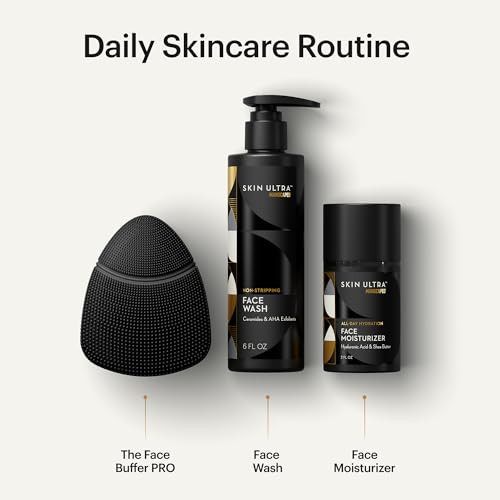 Manscapeda Skin Ultraa" Starter Kit Men'S Daily Skincare Routine With Face Buffer Pro Electric Silicone Scrubber Exfoliating Face Wash With Ceramides Facial Moisturizer Infused With Hyaluronic Acid