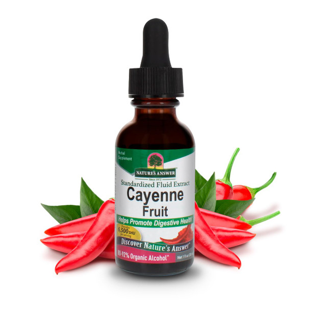 Nature'S Answer Cayenne Fruit Extract Helps Promote Digestive Health High Potency Made With Organic Alcohol Vegan GlutenFree NonGmo and Kosher 1Oz