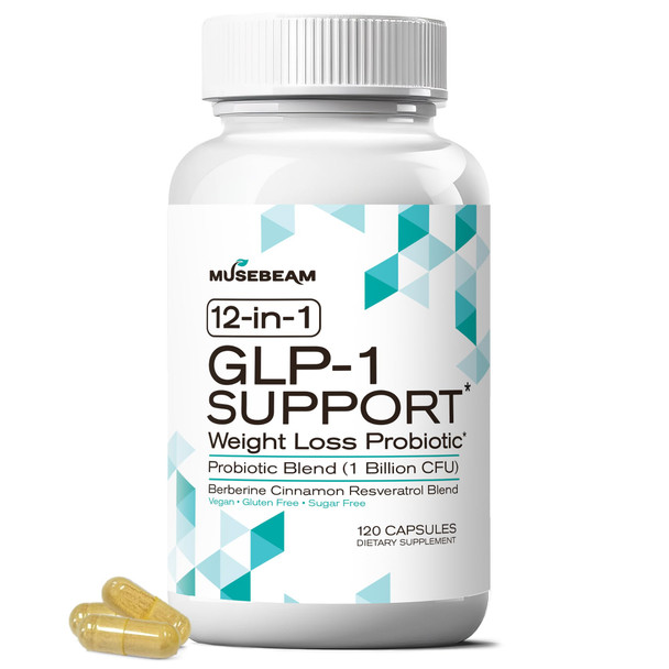 Musebeam Glp1 Support Probiotic Weight Loss Supplement Women Men Glp1 Support With Berberine Appetite Suppressant Hunger Control Metabolism Fat Burn and Gut Health Support