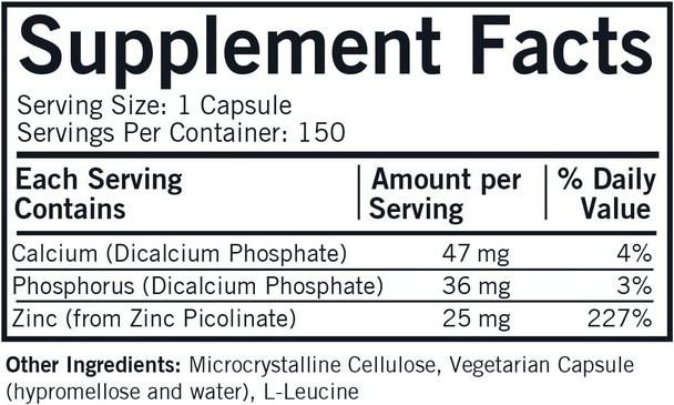 Kirkman  Zinc Picolinate 25 mg - Hypoallergenic  150 Vegetarian Capsules  Gluten   Casein   Minerals