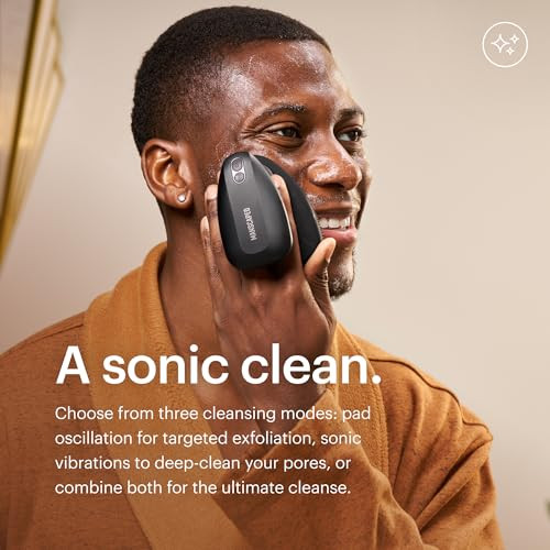 Manscapeda The Face Buffer Pro Men'S Electric Silicone Face Scrubber For Nourishing Deep Cleaning and Exfoliating Your Skin 3 Facial Cleansing Modes and 2 Sonic Vibration Speeds Travel Lock