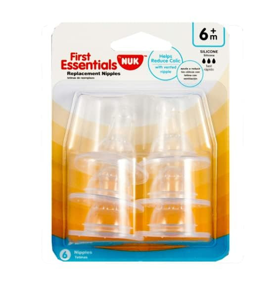 Nuk Gerber First Essentials Silicone Nipples Fast Flow 6 Ct