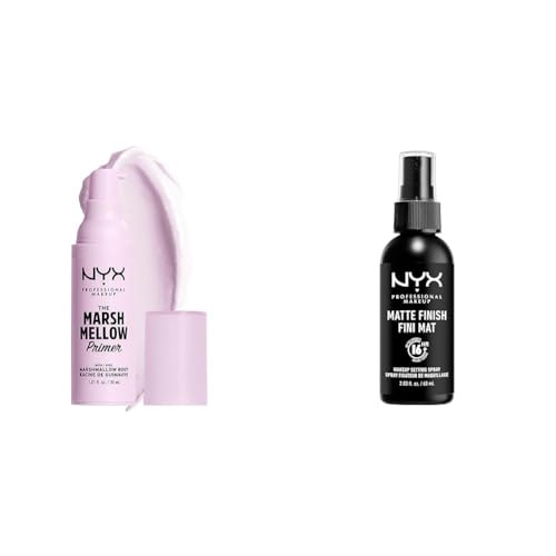 Nyx Professional Makeup Marshmellow Smoothing Primer Vegan Face Primer 10In1 Skin Benefits and Makeup Setting Spray Matte Finish LongLasting Vegan Formula