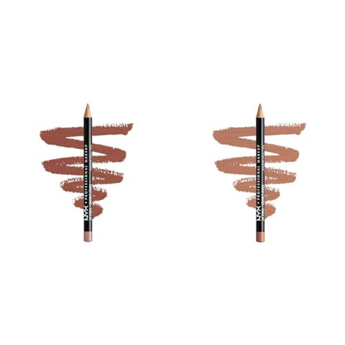 Nyx Professional Makeup Slim Lip Pencil Coffee and Natural LongLasting Creamy Lip Liner 2Pack