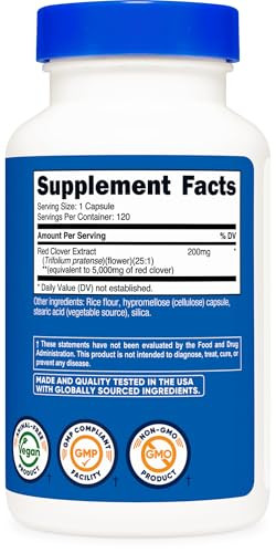 Nutricost Red Clover Blossoms Supplement For 120 Servings Per Bottle Red Clover Extract Vegan 120 Capsules