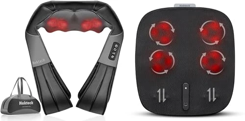Nekteck Neck Massager With Bag And Shiatsu Foot Massager With Heat