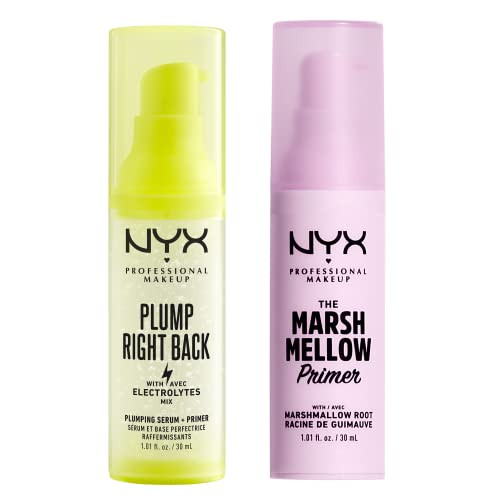 Nyx Professional Makeup Plump Right Back Plumping Serum and Primer + Marshmellow Smoothing Primer 2Pack Bundle