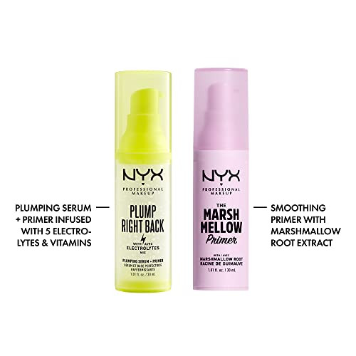 Nyx Professional Makeup Plump Right Back Plumping Serum and Primer + Marshmellow Smoothing Primer 2Pack Bundle