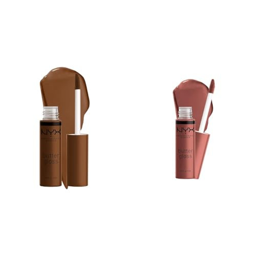 Nyx Professional Makeup Butter Gloss Brown Sugar Caramelt and Praline Nude NonSticky Lip Glosses