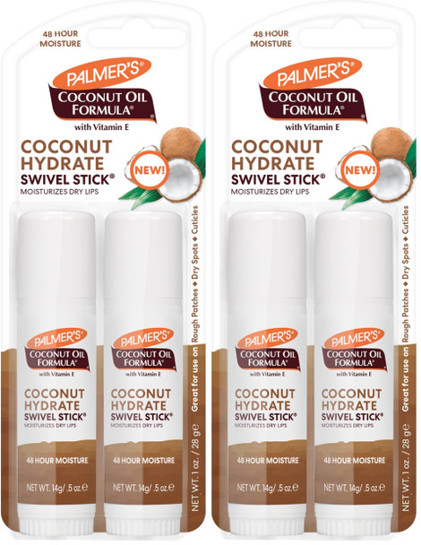 Palmer'S Coconut Oil Formula Moisturizing Swivel Stick With Vitamin E Lip Balm Face and Body Moisturizer Stick Ideal For Treating Dry Skin Patches Pack Of 4