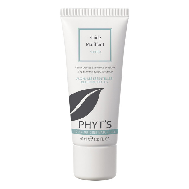 Phyts Purity Mattifying Fluid Face Moisturizer For Oily Skin Face Cream With Absorbent Silicas And Essential Oils Refines Skin Texture 1.35 Oz