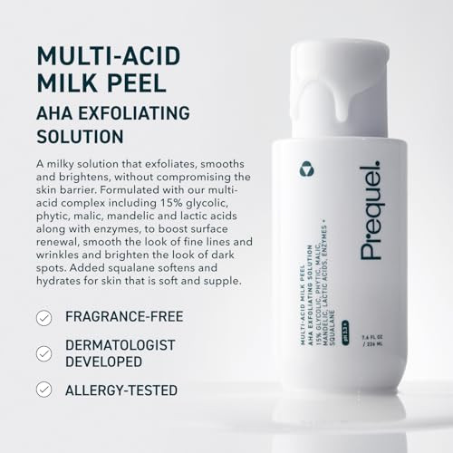 Prequel Skin MultiAcid Milk Peel Professional Exfoliating Solution. 15% Glycolic Acid Face Peel With Lactic Acid And Enzymes. Hydrating Chemical Exfoliant. Clinical Strength Formula 7.6Oz Bottle.