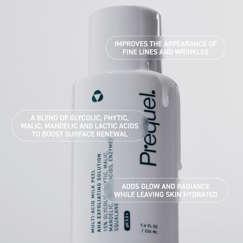 Prequel Skin MultiAcid Milk Peel Professional Exfoliating Solution. 15% Glycolic Acid Face Peel With Lactic Acid And Enzymes. Hydrating Chemical Exfoliant. Clinical Strength Formula 7.6Oz Bottle.
