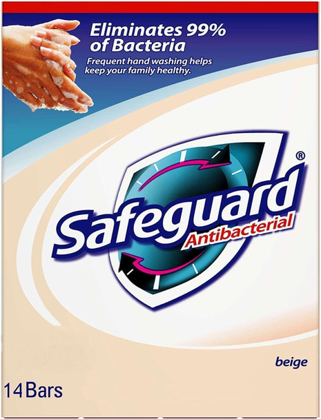 Safeguard 14 Bars 4 Ounce 113 Gram Each Beige Washes Away Bacteria Antibacterial Soap Bar Soap