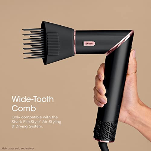Shark Xskhd4Wtcb Flexstyle Wide Tooth Comb Blow Dryer Comb Attachment For Flexstyle Air Styling and Drying System Styling Tool For Curly And Coily Hair Black