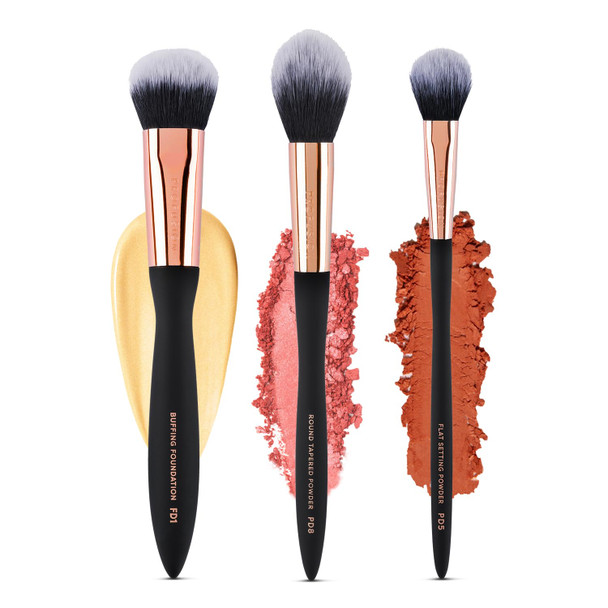 Profusion Cosmetics Artistry Essentials 3Piece Face Brush Set " Makeup Tools For Foundation Powder and Setting Vegan and CrueltyFree Bristles