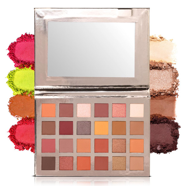 Profusion Cosmetics 24 Colors Eyeshadow Palette With BuiltIn Highly Pigmented LongLasting Neutral Matte and Shimmer Finishes For Smokey EyeCatching Looks