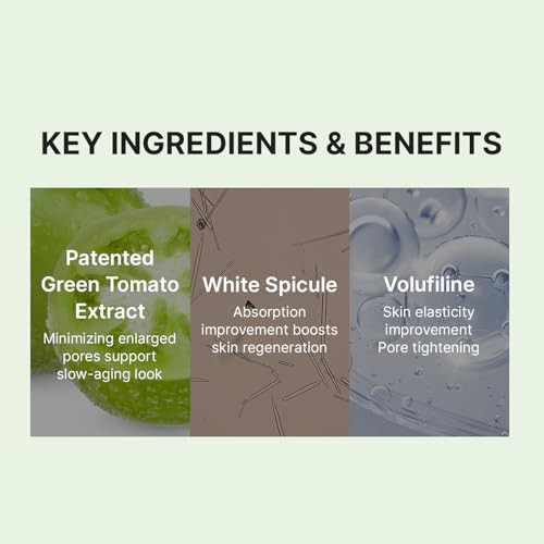 Sungboon Editor Green Tomato Volufiline Pore Boosting Deep Shot Ampoule Pore Minimizing and Skin Tightening Serum With Collagen and Hyaluronic Acid Korean Skincare 1.01 Fl Oz