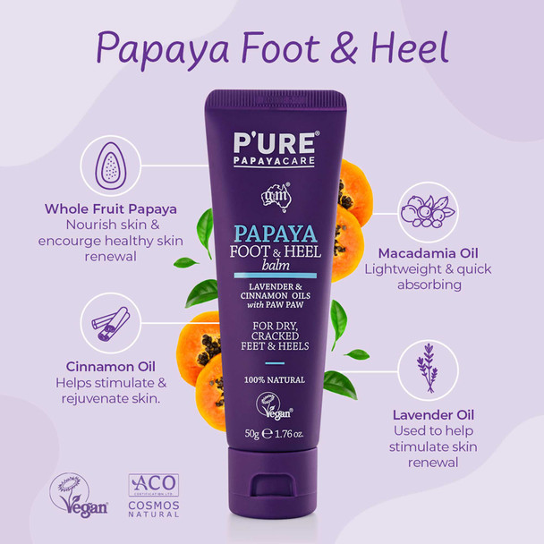 P'ure Papayacare Papaya Foot  Heel Balm 50g