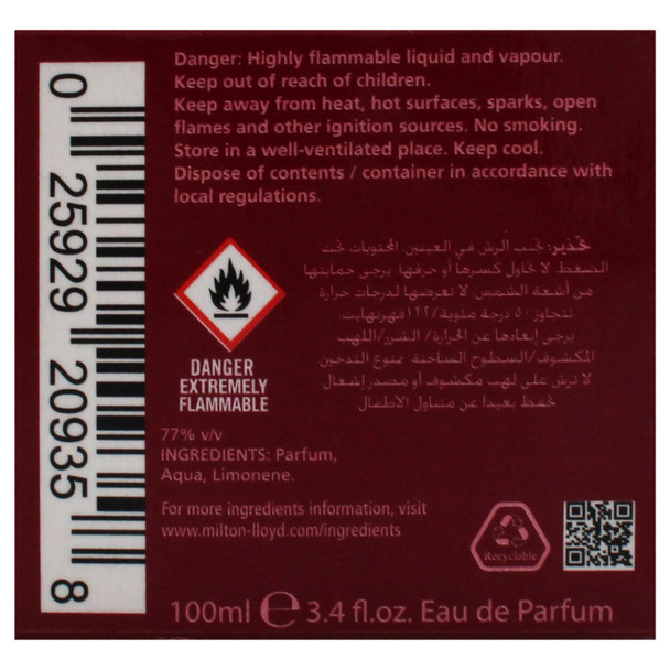 COLOUR ME Dark Red - Unisex EDP - Cedar, Resins & Musk, Elegant 100ml
