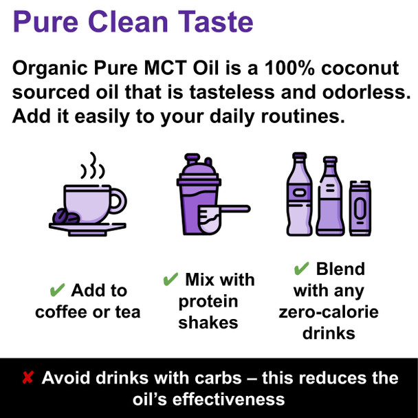 Ketosource Pure MCT Oil Organic | High Purity Source of C8 & C10 MCTs | 500ml Glass