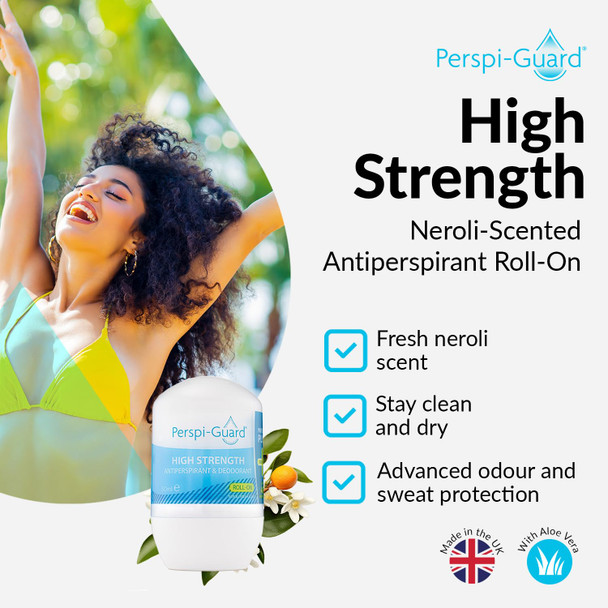 Perspi-Guard Strong Antiperspirant and Roll On Deodorant with Neroli  48 Hour Scented Deodorant for Men and Women to Prevent Sweating and Odours w/Aloe Vera and Kojic Acid 50 ml  (Pack of 2)