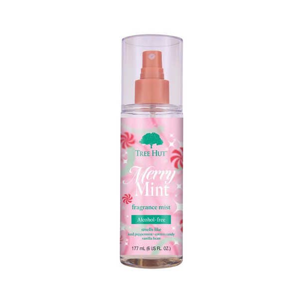 Tree Hut Merry Mint Hair & Body Mist, Spritz On for a Refreshed Feel or Layer with Your Favorite Scents, Versatile Body Spray, Limited Edition Holiday, 6 Fl Oz.