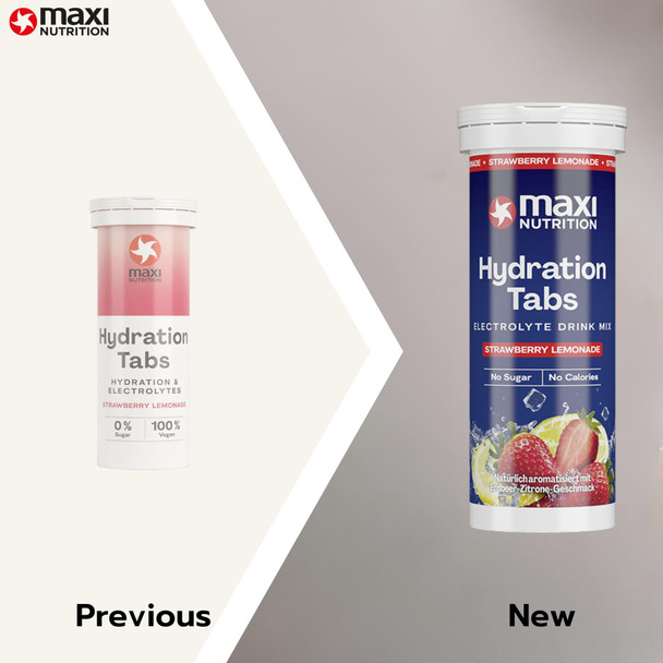 MaxiNutrition Hydration tabs, Strawberry Lemonade, Zero Sugar| Effervescent Electrolyte Tablets| for Improved Hydration and Recovery | Suitable for Vegans and Vegetarians | 6 x 10 Tablets