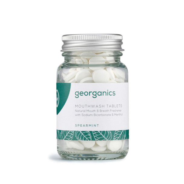 Georganics Organic Mouthwash Tablets  180 Tablets  3 Month Supply  Organic Spearmint Flavour  for Bad Breath  SLS Glycerine and Fluoride Free  Certified Cosmos Natural Vegan andCruelty Free