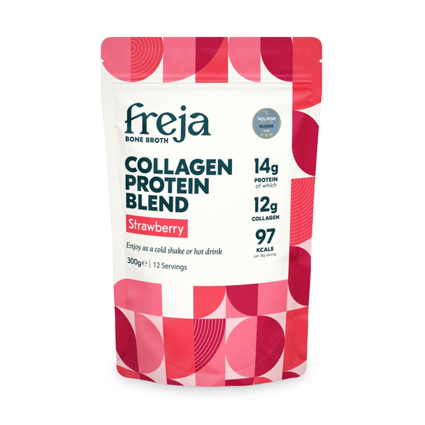 Freja Strawberry Collagen Powder Protein Shake 300g  Natural Collagen Blend