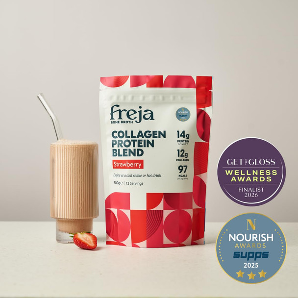 Freja Strawberry Collagen Powder Protein Shake 300g  Natural Collagen Blend