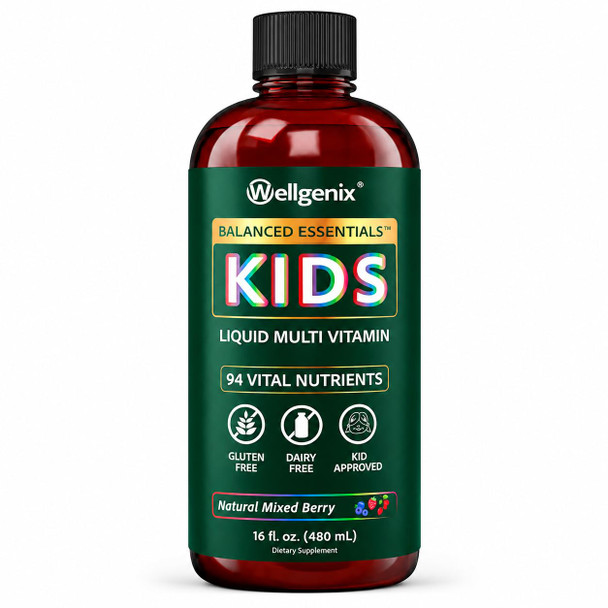 Wellgenix Balanced Essentials Kids Liquid Multivitamin, 16 Fl Oz