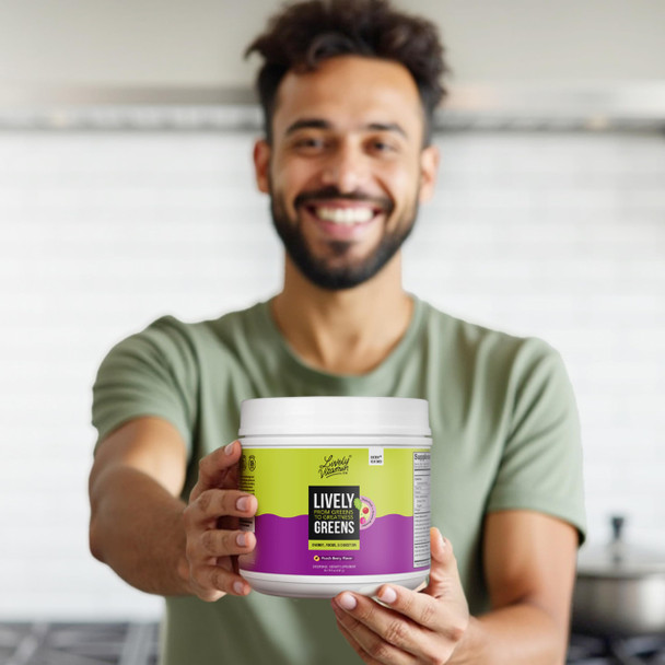 LIVELY VITAMIN CO Lively Greens w/Reds - 42 Superfood Ingredients - Memory, Focus, Mood, Digestion & Energy - Brain, Immune, Digestive & Heart Health - Bloating - Probiotics - Adaptogens - 16.19oz