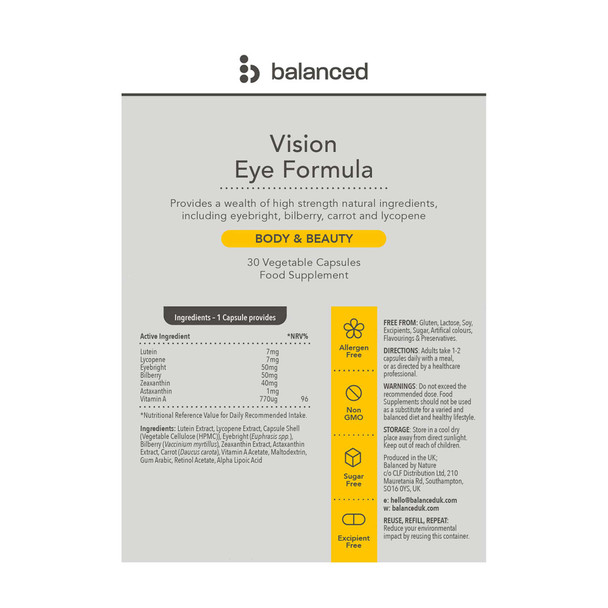 Balanced Vision Eye Formula 30 Caps