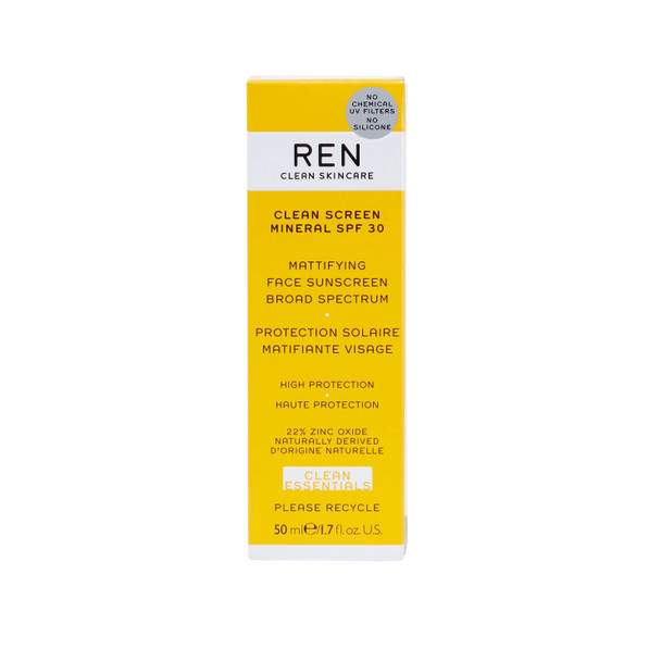 REN Clean Screen Mineral Spf 30 Mattifying Face Sunscreen Broad Spectrum 50ml