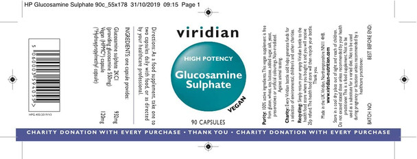 Viridian High Potency Glucosamine Sulphate 90 caps