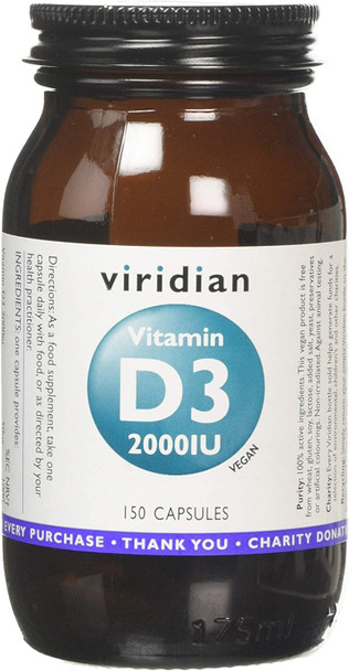 Viridian Vitamin D3 (Vegan) 2000iu Veg Caps 150