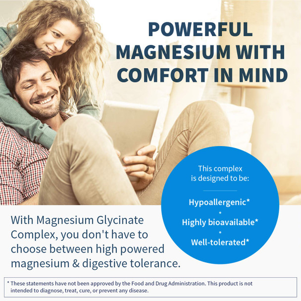 Klaire Labs Magnesium Glycinate Complex - 100mg Bisglycinate Blend to Support Bone Health & Restful Sleep - Chelated for Improved Absorption - Gluten Free & Hypoallergenic (100 Capsules)