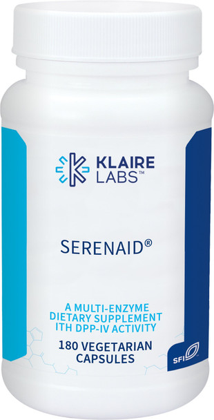 Klaire Labs SerenAid - Vegetarian Multi Digestive Enzymes Supplement with DPP-IV Activity & Lactase - Enzyme Blend to Support Gluten & Dairy Breakdown - Promotes Digestion (180 Capsules)