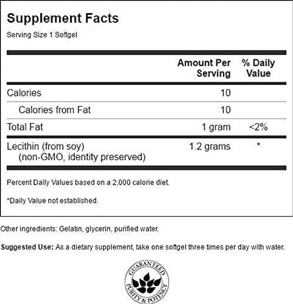 Swanson Lecithin Non-GMO 1200 Milligrams 90 Sgels