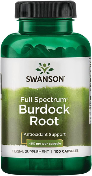 Swanson Burdock Root Kidney & Liver Support Detox Skin Support Well-Being 460 Milligrams 100 Capsules