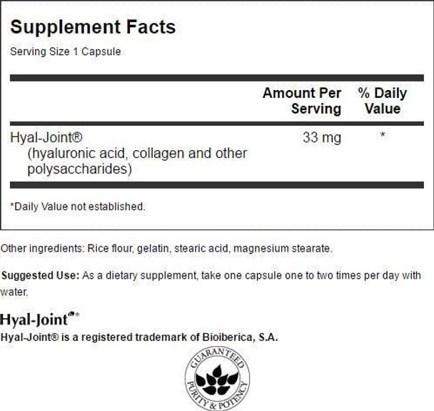 Swanson Hyal-Joint Hyaluronic Acid Complex 33 Milligrams 60 Capsules