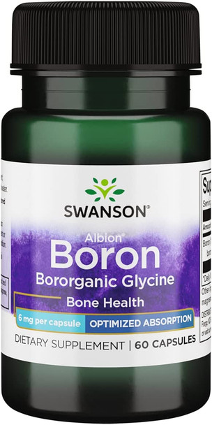 Swanson Boron from Albion Boroganic Glycine Joint Support Bone Health Hormone Support Supplement 6 Milligrams 60 Capsules
