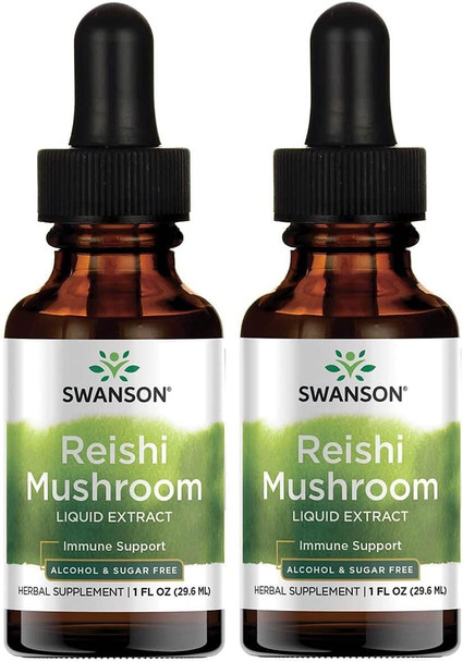 Swanson Reishi Mushroom Liquid Extract (Alcohol- & Sugar-Free) 1 fl Ounce (29.6 ml) Liquid (2 Pack)