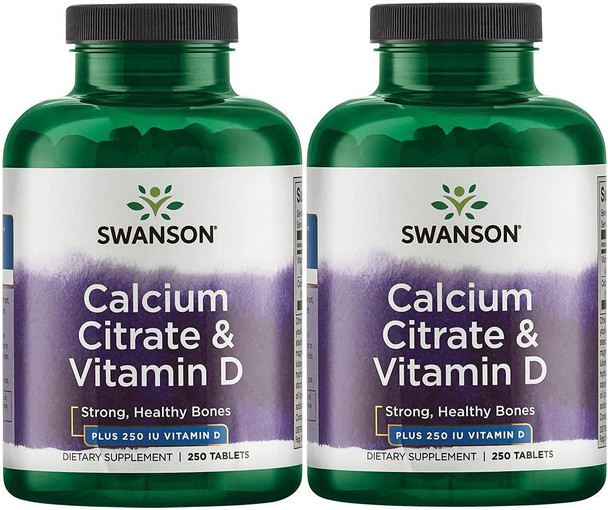 Swanson Calcium Citrate & Vitamin D 250 Tabs 2 Pack