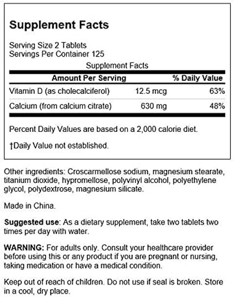 Swanson Calcium Citrate & Vitamin D 250 Tabs 2 Pack