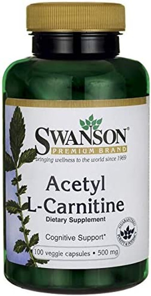 Swanson Acetyl-L-Carnitine - Amino Acid Supplement Promoting Cognitive Health & Muscle Support - Natural Formula May Promote Nervous System Health - (100 Veggie Capsules) 2 Pack