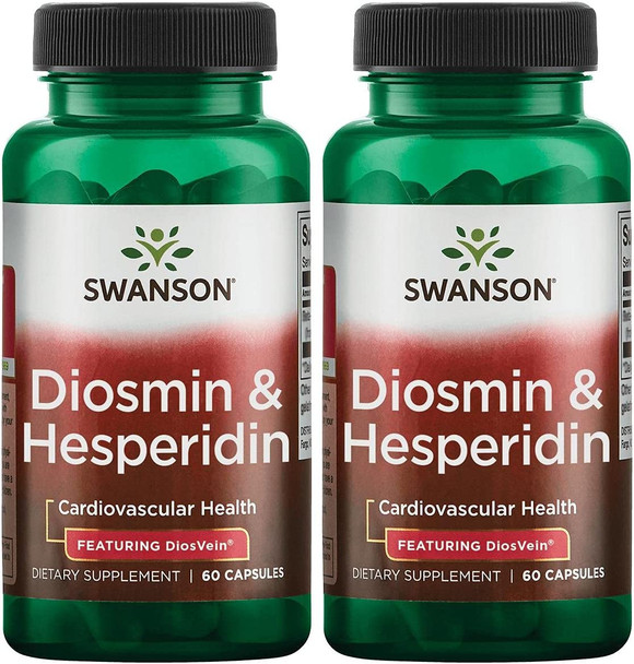 Swanson Diosmin Hesperidin - Promotes Cardiovascular Health and Vein Health Support - Helps Maintain Healthy Blood Circulation and Aids Vascular Wall Integrity and Tone - (60 Capsules) 2 Pack