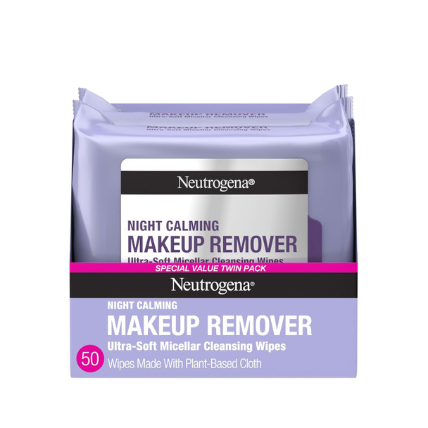 Neutrogena Night Calming Makeup Remover Face Wipes, 2 x 25 ct
